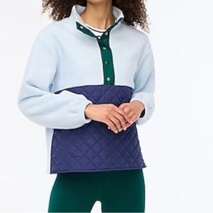 J. Crew Blue Pullover Quilted Half Zip Sherpa Sweater NWT